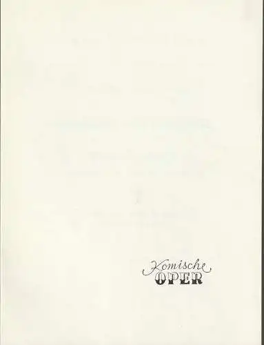 Komische Oper Berlin: Programmheft FOYER - KONZERT HÄNDEL U. SEINE ZEITGENOSSEN  26.5.75 Komische Oper. 