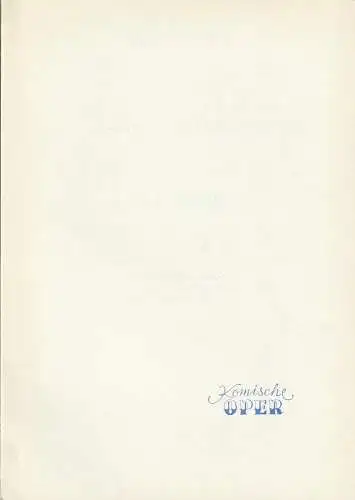 Komische Oper Berlin: Programmheft LIEDERABEND HANS_MARTIN NAU / GISELA FRANKE 6. Mai 1975 Foyer Komische Oper Spielzeit 1974 / 75. 