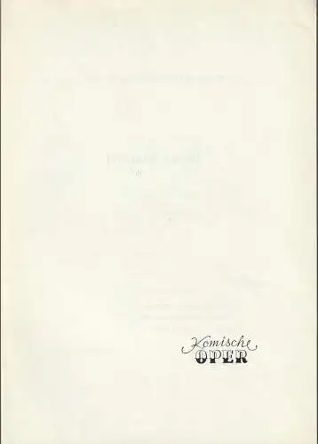 Komische Oper Berlin: Programmheft FOYER - KONZERT  23. Februar 1975 Foyer Komische Oper Spielzeit 1974 / 75. 