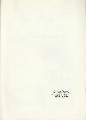 Komische Oper Berlin: Programmheft KAMMERMUSIKABEND 26. Januar 1975 Foyer Komische Oper. 