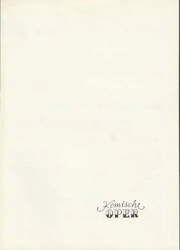 Komische Oper Berlin: Programmheft KAMMERMUSIK IM GESPRÄCH 2. November 1974 Foyer Komische Oper. 