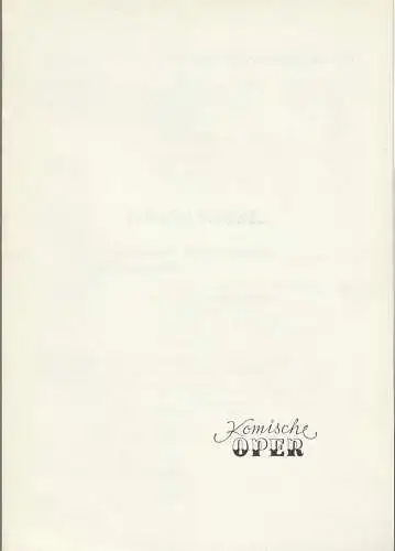 Komische Oper Berlin: Programmheft LIEDERABEND LILOWA / DEUTSCH  15.Oktober 1974 Komische Oper. 