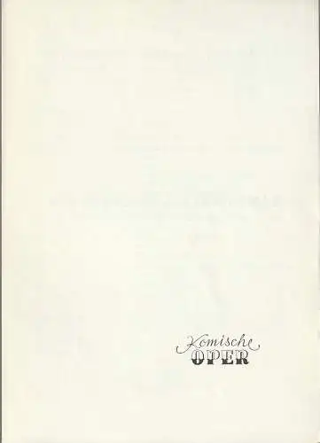 Komische Oper Berlin: Programmheft KAMMERMUSIK IM GESPRÄCH 5. Oktober 1974 Foyer Komische Oper. 