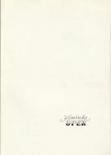 Komische Oper Berlin: Programmheft KAMMERKONZERT FRANZÖSISCHE MUSIK Kammerorchester der Komischen Oper 11. Februar 1974 Komische Oper Spielzeit 1973 / 74. 