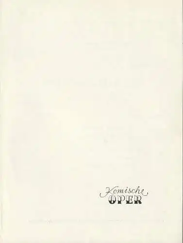 Komische Oper Berlin: Programmheft KODALY-QUARTETT Budapest 17. Dezember 1973 Foyer Komische Oper. 