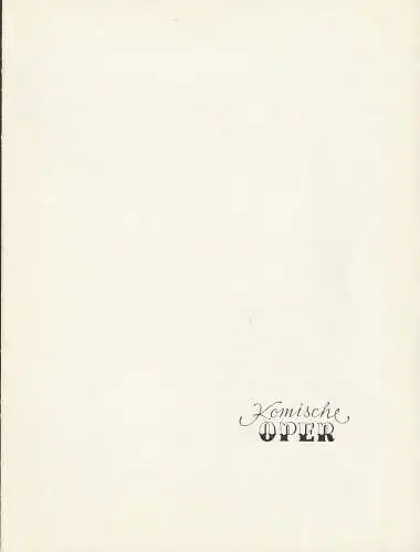 Komische Oper Berlin: Programmheft KAMMERMUSIK IM GESPRÄCH 17. März 1973 Komische Oper Spielzeit 1972 / 73. 