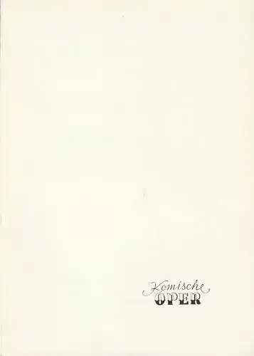 Komische Oper Berlin: Programmheft KAMMERMUSIK IM GESPRÄCH 13. Januar 1973 Komische Oper. 