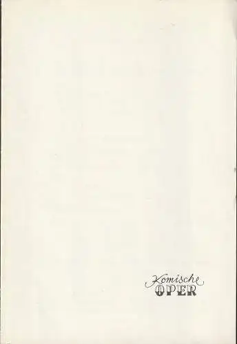 Komische Oper Berlin: Programmheft KAMMERTANZ IM GESPRÄCH I 4. Mai 1969 Komische Oper Berlin. 