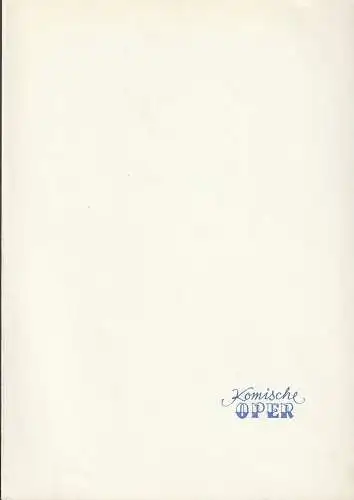 Komische Oper Berlin: Programmheft TANZ - MATINEE Klassischer Tanz 1. Juni 1969. 