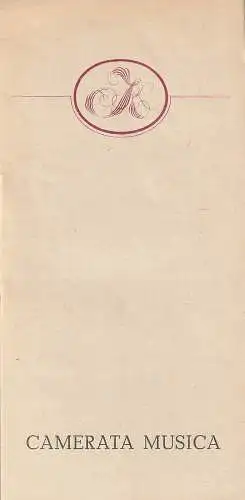 Berliner Festtage, Gerhard Müller, Karl-Heinz Beck: Programmheft CAMERATA MUSICA 9. Oktober 1983 Komische Oper Spielzeit 1983 / 84 anläßlich der XXVII. Berliner Festtage des Theaters und der Musik. 
