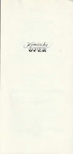 Komische Oper Berlin, Gerhard Müller: Programmheft MATINEE ZOLTAN KODALY ZUM 100. GEBURTSTAG Foyer Komische Oper  1982. 