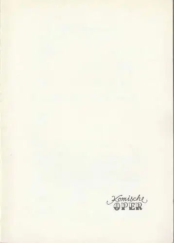 Komische Oper Berlin: Programmheft KAMMERMUSIK IM GESPRÄCH XII  25. Oktober 1969 Foyer Komische Oper. 