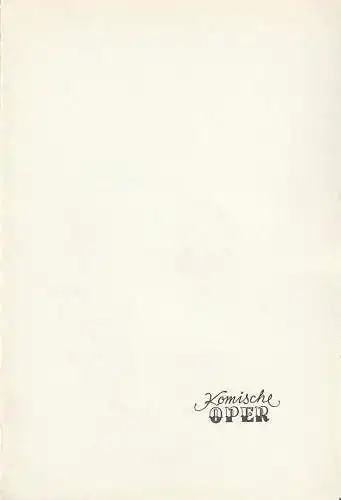 Komische Oper berlin: Programmheft KAMMERMUSIK IM GESPRÄCH XIII  29. November 1969 Foyer Komische Oper Spielzeit 1969 / 70. 