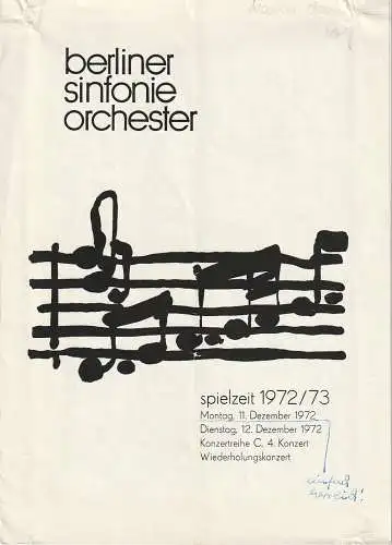Berliner Sinfonieorchester: Programmheft WEIHNACHTSKONZERT mit dem DRESDNER KREUZCHOR Metropol-Theater 1972. 