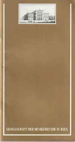 Gesellschaft der Musikfreunde in Wien, Thomas Angyan, Joachim Reiber, Peter Schramek: Programmheft ZYKLUS CONCENTUS MUSICUS  4. KONZERT Musikfreunde Wien Mai 1999. 