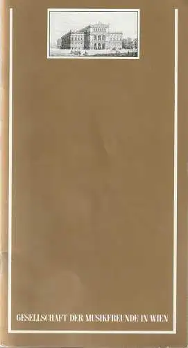 Gesellschaft der Musikfreunde in Wien, Thomas Angyan, Joachim Reiber, Peter Schramek: Programmheft ZYKLUS CONCENTUS MUSICUS  2. KONZERT Musikfreunde Wien  1998. 