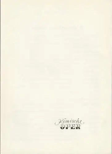 Komische Oper Berlin: Programmheft WEIHNACHTLICHES KONZERT Komische Oper Berlin  19. Dezember 1971. 