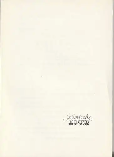 Komische Oper Berlin: Programmheft KAMMERMUSIK IM GESPRÄCH XXIII 11. März 1972 Komische Oper. 