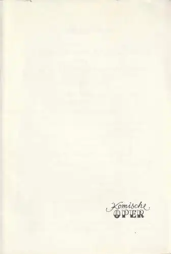 Komische Oper Berlin: Programmheft KAMMERTANZ IM GESPÄCH I  4. Mai 1969 Komische Oper Berlin. 