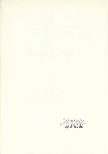 Komische Oper Berlin: Programmheft FOYER KONZERT  13. Dezember 1976 Foyer Komische Oper Spielzeit 1976 / 77. 