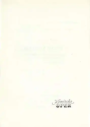 Komische Oper Berlin: Programmheft FOYER -  KONZERT  17. Januar 1977 Foyer Komische Oper Spielzeit 1976 / 77. 