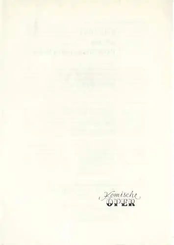 Komische Oper Berlin: Programmheft KONZERT MIT DEM DANZI-BLÄSERQUINTETT BERLIN 23. Januar 1978 Foyer Komische Oper Spielzeit 1977 / 78. 