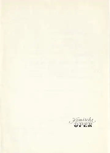 Komische Oper Berlin: Programmheft LIEDERABEND MIT HANS-MARTIN NAU  4. Juni 1978 Foyer Komische Oper Spielzeit 1977 / 78. 