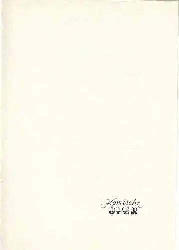 Komische Oper Berlin: Programmheft TRIO-SONATEN JOHANN SEBASTIAN BACH Foyer Komische Oper 1978. 