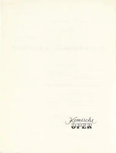 Komische Oper Berlin: Programmheft 42. KAMMERMUSIK IM GESPRÄCH  26. März 1977 Foyer Komische Oper Spielzeit 1976 / 77. 