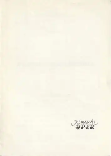 Komische Oper Berlin: Programmheft KAMMERMUSIK IM GESPRÄCH X 29. März 1969 Foyer Komische Oper. 