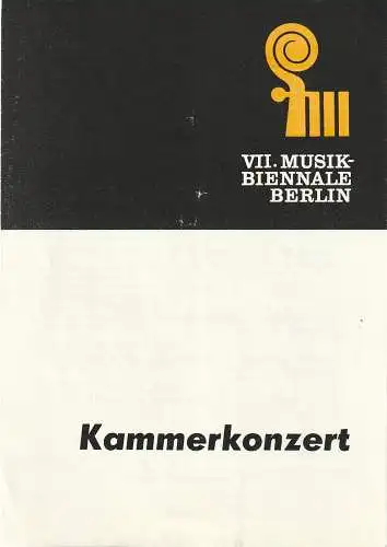 Verband der Komponisten und Musikwissenschaftler der DDR, Ingeborg Allihn: Programmheft KAMMERKONZERT RUMIANA WOLTSCHEWA-EWROWA / NIKOLAI EWROW 19. Februar 1979 Akademie der Künste der DDR   VII. Musik-Biennale Berlin.
