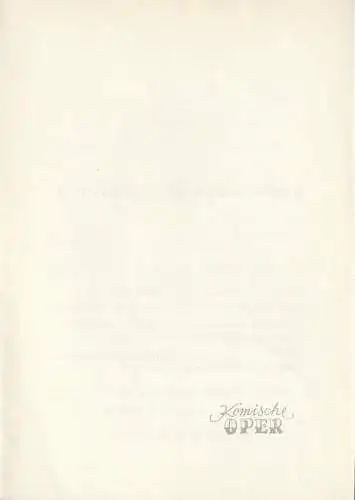 Komische Oper Berlin: Programmheft KAMMERMUSIK IM GESPRÄCH XV 18. April 1970 Foyer Komische Oper. 