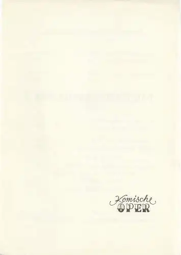 Komische Oper Berlin: Programmheft DAS VIRTUOSENKONZERT 29. November 1970 Komische Oper Berlin Spielzeit 1970 / 71.