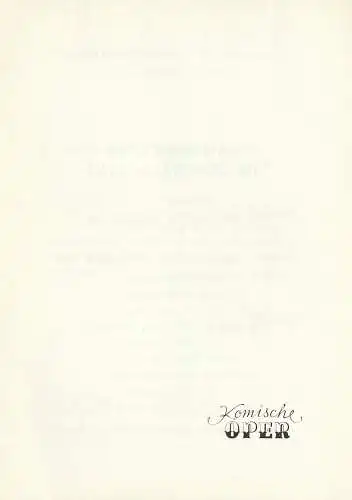 Komische Oper Berlin: Programmheft KAMMERMUSIK IM GESPRÄCH XVIII  17. April 1971 Foyer Komische Oper  Spielzeit 1970 / 71.