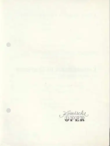 Komische Oper Berlin: Programmheft KAMMERMUSIK IM GESPRÄCH 14. September 1974 Foyer Komische Oper. 