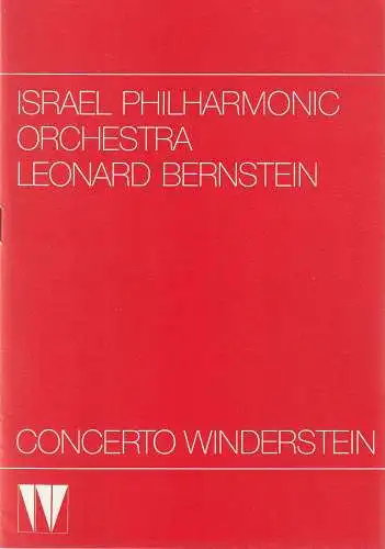 Concerto Winderstein: Programmheft CONCERTO  WINDERSTEIN ISRAEL PHILHARMONIC ORCHESTRA LEONARD BERNSTEIN 29. August 1985 Kongress-Saal Deutsches Museum. 