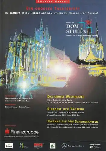 Theater Erfurt, Dietrich Taube, Bruno Scharnberg, Ute Unger, Judith Braun-Biehl: Programmheft ERFURTER DOMSTUFEN  FESTSPIELE '96 1996. 