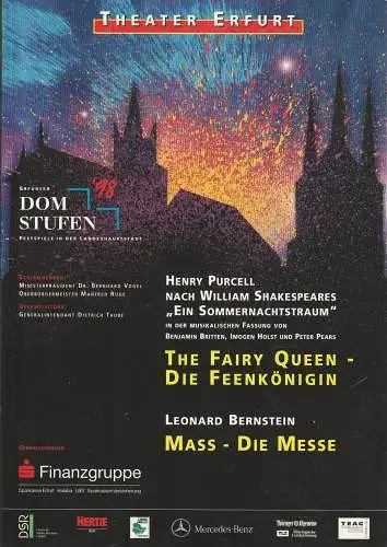 Theater Erfurt, Dietrich Taube, Bruno Scharnberg, Ute Unger, Judith Braun-Biehl, Michaela Wild: Programmheft ERFURTER DOMSTUFEN  FESTSPIELE '98 1998. 