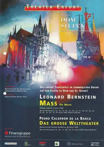 Theater Erfurt, Dietrich Taube, Bruno Scharnberg, Ute Unger, Judith Braun-Biehl: Programmheft ERFURTER DOMSTUFEN  FESTSPIELE '97 1997. 