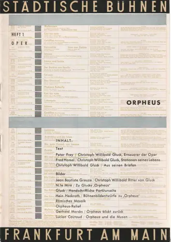 Städtische Bühnen Frankfurt am Main, Harry Buckwitz: Programmheft ORPHEUS Oper Heft 1 Spielzeit 1955 / 56. 
