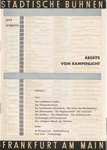 Städtische Bühnen Frankfurt am Main, Harry Buckwitz: ABSEITS VOM RAMPENLICHT Oper Schauspiel Spielzeit 1954 / 55. 
