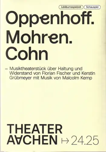 Stadttheater und Musikdirektion Aachen, Elena Tzavara, formdusche, Kerstin Grübmeyer: Programmheft Uraufführung OPPENHOFF. MOHREN. COHN. Premiere 18. Januar 2025 Spielzeit 2024 / 25 Heft 25. 