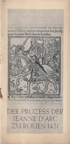 Berliner Ensemble, Dewag Werbung: Programmheft Anna Seghers DER PROZESS DER JEANNE D'ARC ZU ROUEN 1431. 