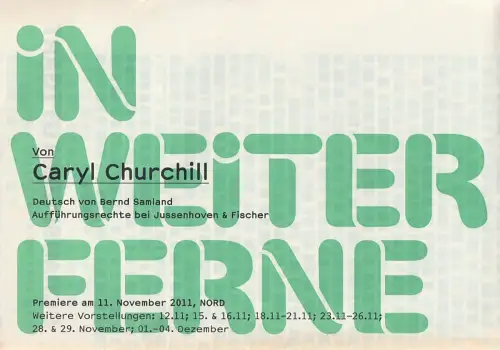 Schauspiel Stuttgart, Staatstheater Stuttgart, Hasko Weber, Strichpunkt, Sarah Israel, Maria Zamel: Programmheft Caryl Churchill IN WEITER FERNE Schauspiel Stuttgart. 