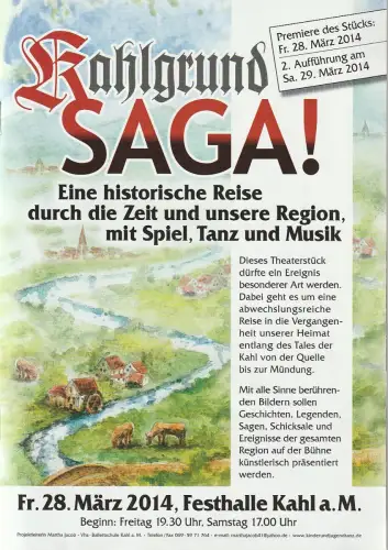 Martha Jacob, Thomas Meßenzehl, Kahler Sandhasentheater, Thomas Bahlke, Karl Becker, Helmut Röll: Programmheft Uraufführung KAHLGRUND SAGA ! 28. März 2014. 