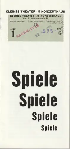 Theater in der Josefstadt, Gustav Kropatschek: Programmheft Uraufführung Ivan Klima SPIELE Premiere 17. Oktober 1975 Spielzeit 1975 / 76 Heft 2. 