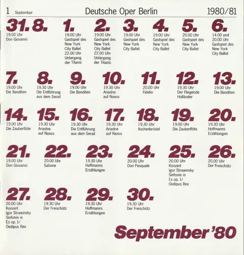 Deutsche Oper Berlin, Siegfried Palm, Karl Dietrich Gräwe, Edmund Gleede, Peter Kain: Programmheft Gaetano Donizetti DON PASQUALE 24. September 1980 Spielzeit 1980 / 81 Heft 1 September 80. 