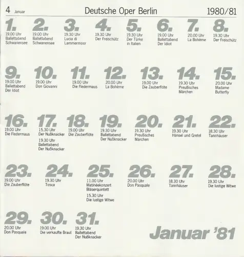 Deutsche Oper Berlin, Siegfried Palm, Karl Dietrich Gräwe, Peter Kain, Curt Roesler: Programmheft BALLETT Marius Petipa DER NUßKNACKER 17. Januar 1981 Spielzeit 1980 / 71 Heft 4 Januar 81. 