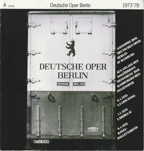 Deutsche Oper Berlin, Siegfried Palm, Karl Dietrich Gräwe, Urs Leicht, Eberhard Franke, Gerhard Milting: Programmheft BALLETT Serge Prokofieff CINDERELLA 16. Januar 1978 Spielzeit 1977 / 78 Heft 4 Januar. 