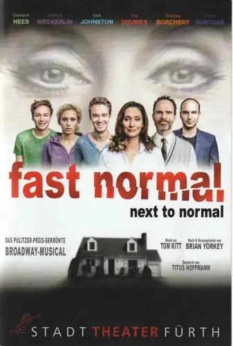 Stadttheater Fürth, Werner Müller, Matthias Heilmann, Berit Koppert: Programmheft Tom Kitt FAST NORMAL  - NEXT TO NORMAL Musical Premiere 11. Oktober 2013. 